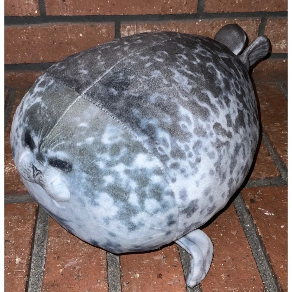Chubby Blob Seal Plush Pillow Realistic Spotted Gray Harbor Seal Soft Toy 13